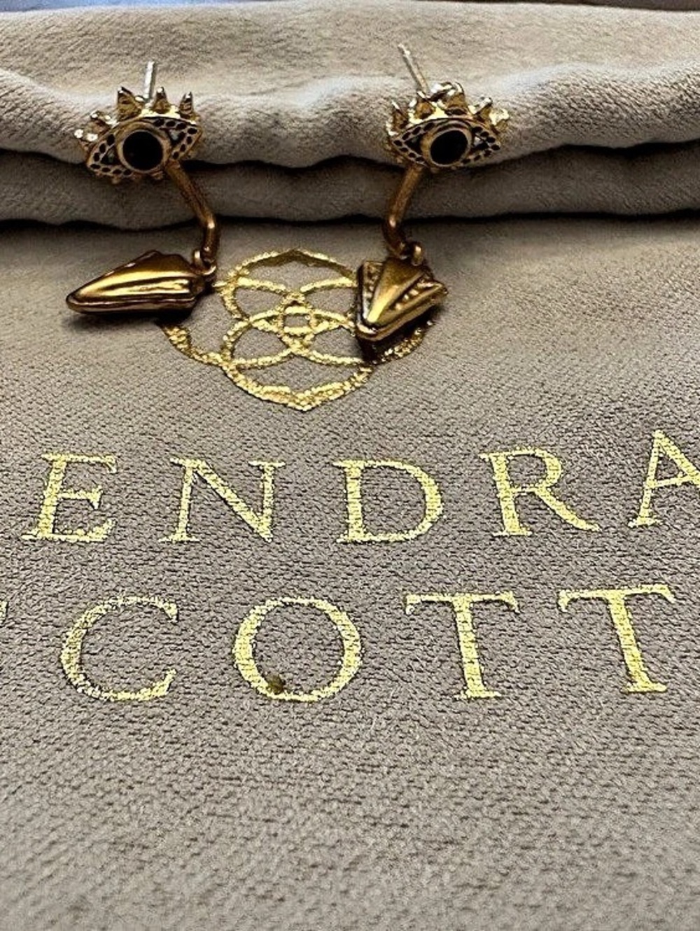 Kendra Scott Gemma Ear Jacket Earrings Gold Garnet Red Evil Eye